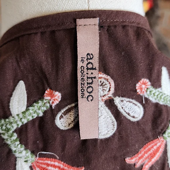 Ad:hoc le Collezioni Mini Dress Embroidered Birds Fringe Size M - Picture 7 of 8